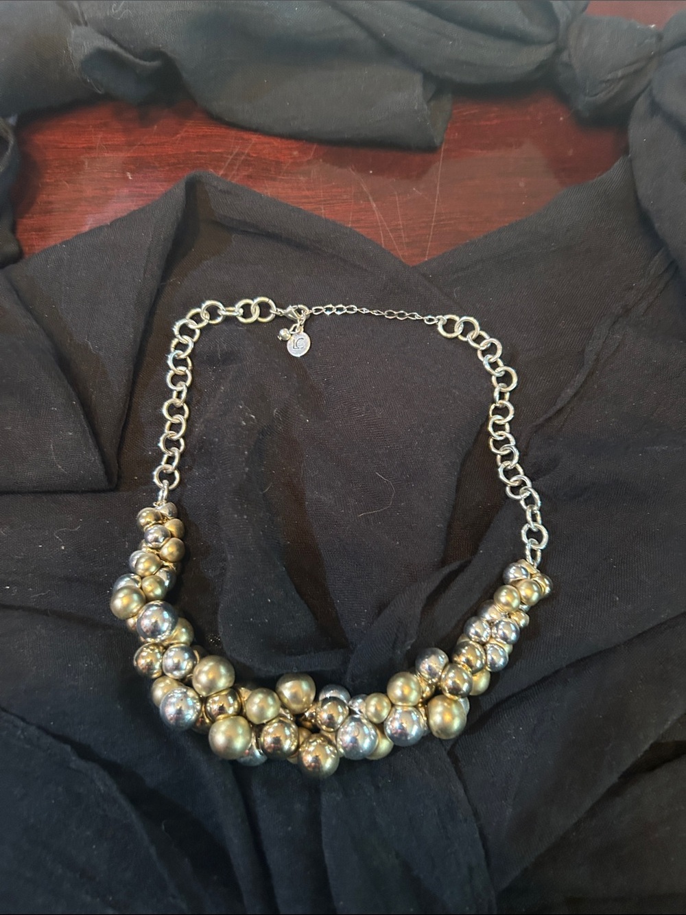Charming Charlie Metallic Gold Cluster Statement Necklace